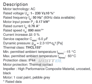 Ziehl-abegg RH40V-6EK.2F.1R - описание, технические характеристики, графики