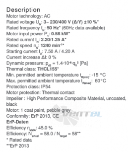 Ziehl-abegg RH45V-4DK.4I.1R - описание, технические характеристики, графики