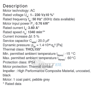 Ziehl-abegg RH45V-4EK.6F.1R - описание, технические характеристики, графики