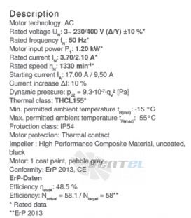 Ziehl-abegg RH50V-4DK.6F.1R - описание, технические характеристики, графики