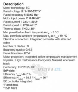 Ziehl-abegg RM35D-6IK.BF.1R - описание, технические характеристики, графики