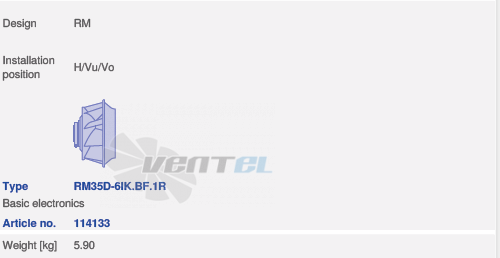 Ziehl-abegg RM35D-6IK.BF.1R - описание, технические характеристики, графики