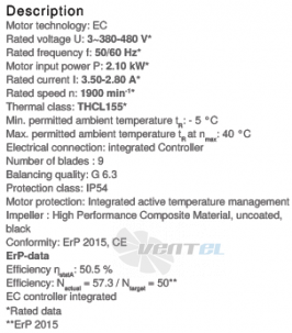 Ziehl-abegg RM45D-ZIK.DG.1R - описание, технические характеристики, графики