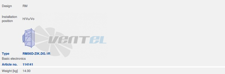 Ziehl-abegg RM56D-ZIK.DG.1R - описание, технические характеристики, графики