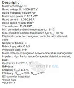 Ziehl-abegg RH28V-6IP.0E.1R - описание, технические характеристики, графики