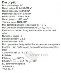 Ziehl-abegg RH35V-6IK.BF.1R - описание, технические характеристики, графики