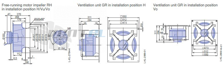 Ziehl-abegg RH40V-6IK.BF.1R - описание, технические характеристики, графики