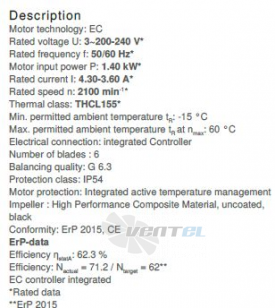 Ziehl-abegg RH40V-ZIK.DC.1R.2 - описание, технические характеристики, графики