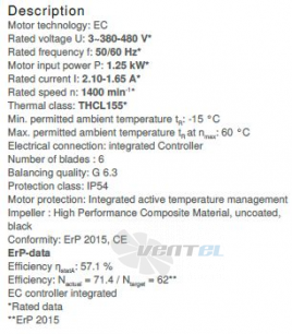 Ziehl-abegg RH50V-ZIK.DC.1R.3F.380 - описание, технические характеристики, графики