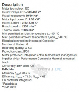 Ziehl-abegg RH56V-ZIK.DG.1R.3F.380 - описание, технические характеристики, графики