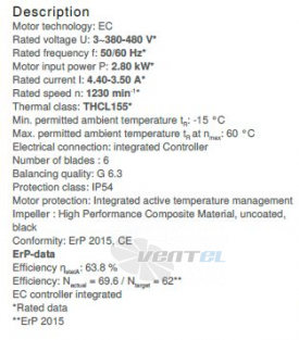 Ziehl-abegg RH63V-ZIK.GG.1R.3F.380 - описание, технические характеристики, графики