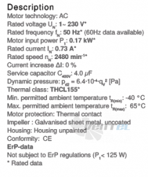 Ziehl-abegg RE14P-2EP.WC.1R 113173-M - описание, технические характеристики, графики