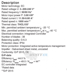 Ziehl-abegg RE31P-ZIK.GG.1RT - описание, технические характеристики, графики