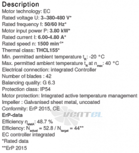 Ziehl-abegg RE35P-ZIK.GG.1R2 - описание, технические характеристики, графики