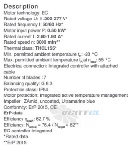 Ziehl-abegg RH25C-6ID-1F-220 - описание, технические характеристики, графики