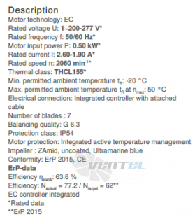 Ziehl-abegg RH31C-6ID-1F-220 - описание, технические характеристики, графики