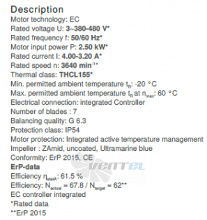 Ziehl-abegg RH31C-ZIK-3F-380 - описание, технические характеристики, графики