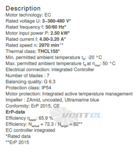 Ziehl-abegg RH35C-ZIK-3F-380 - описание, технические характеристики, графики