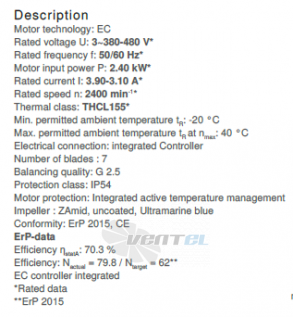 Ziehl-abegg RH40C-ZID-3F-380 - описание, технические характеристики, графики