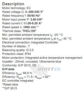 Ziehl-abegg RH50C-ZID-3F-220 - описание, технические характеристики, графики