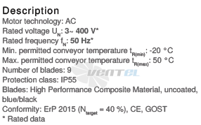 Ziehl-abegg DN40V-4DF-97-14-G - описание, технические характеристики, графики