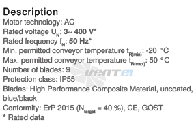 Ziehl-abegg DN45V-4DF-97-14-G - описание, технические характеристики, графики