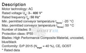 Ziehl-abegg DN63V-4DF-B7-14-G - описание, технические характеристики, графики