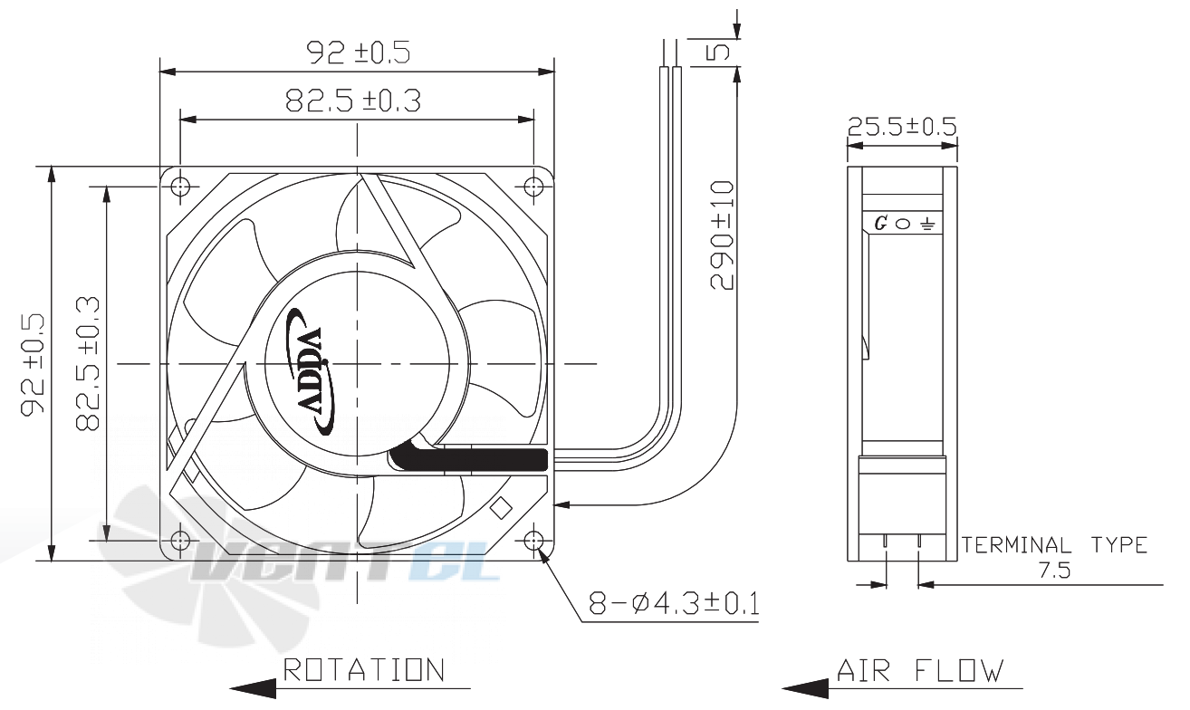 ADDA AA9252MB-AT - описание, технические характеристики, графики