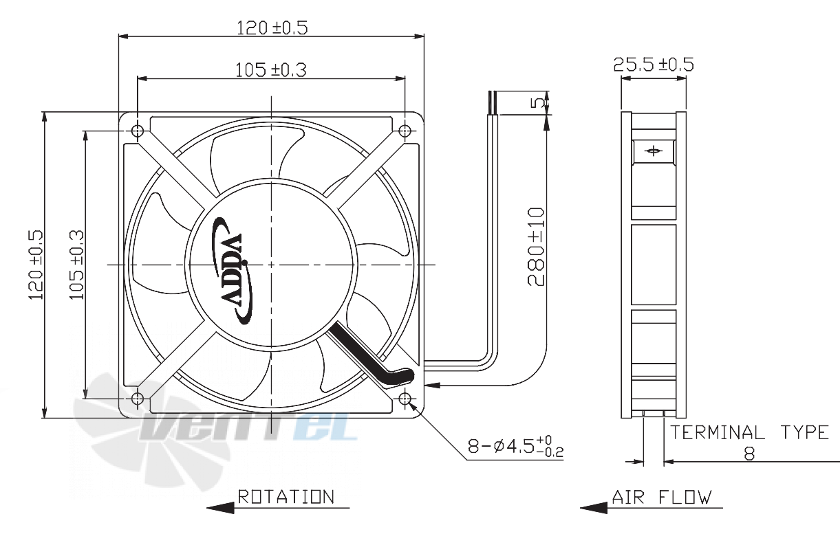 ADDA AA1252MB-AT - описание, технические характеристики, графики