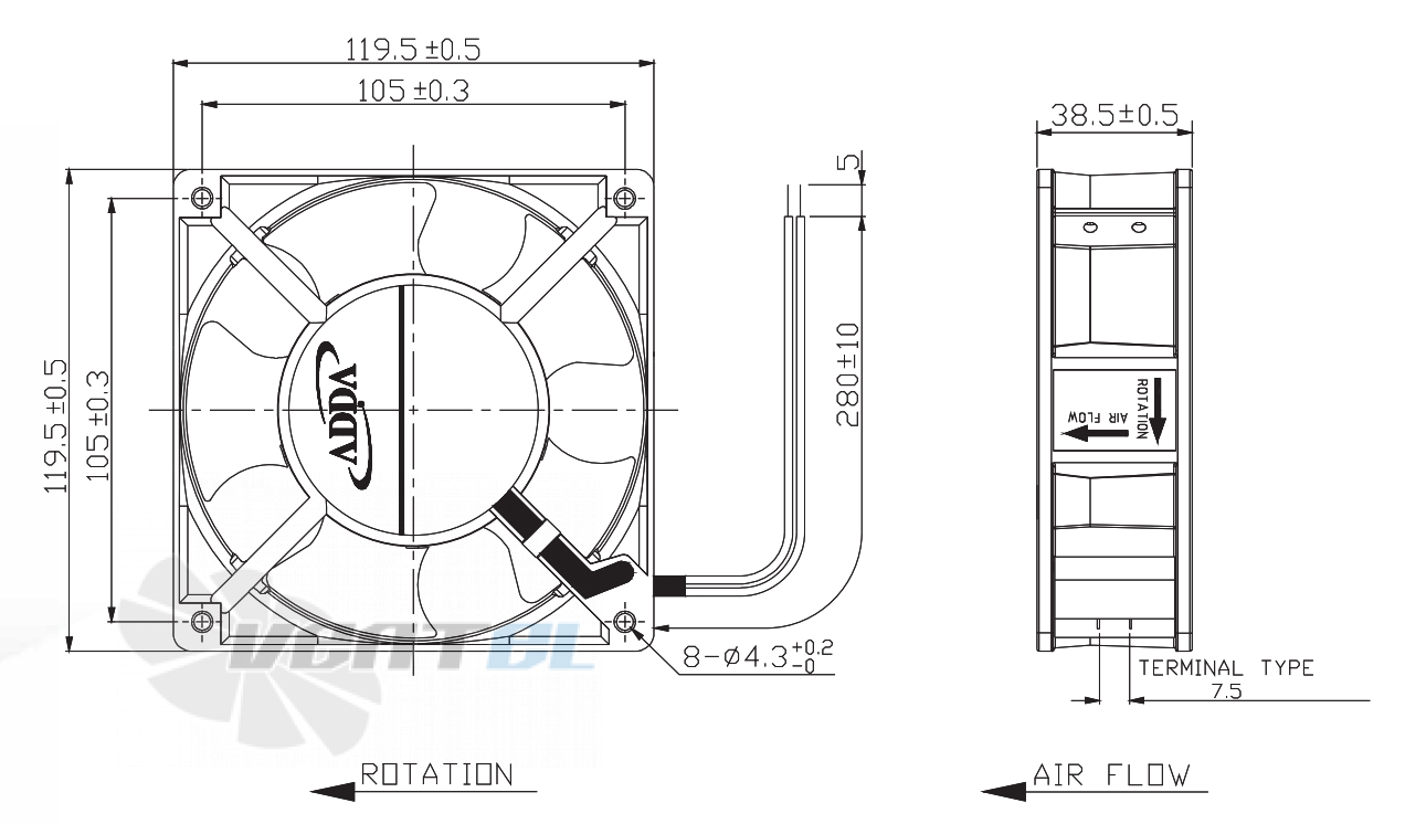 ADDA AA1282HB-AT - описание, технические характеристики, графики