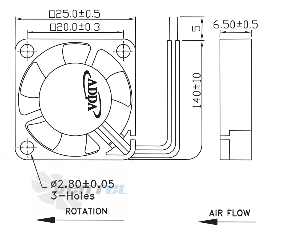 ADDA AD0205LX-K50 - описание, технические характеристики, графики