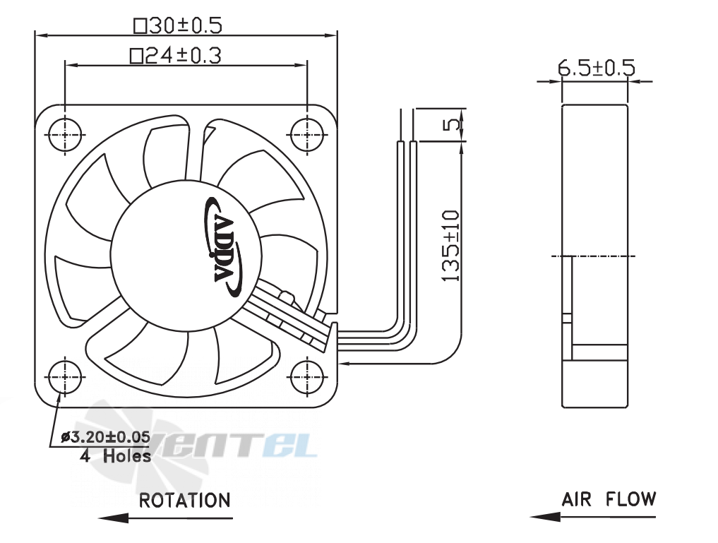 ADDA AD0305DX-K70 - описание, технические характеристики, графики