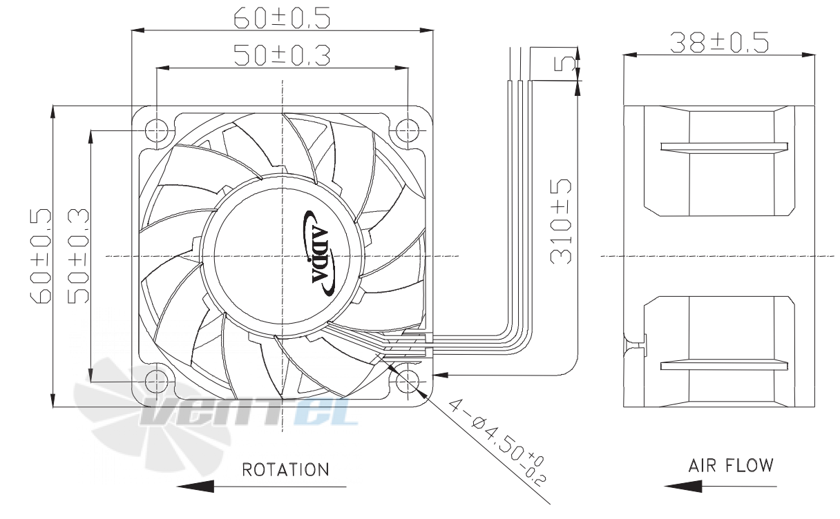 ADDA AD0612MB-F73DS - описание, технические характеристики, графики