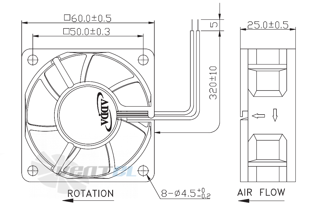 ADDA AD06012MB257100 - описание, технические характеристики, графики