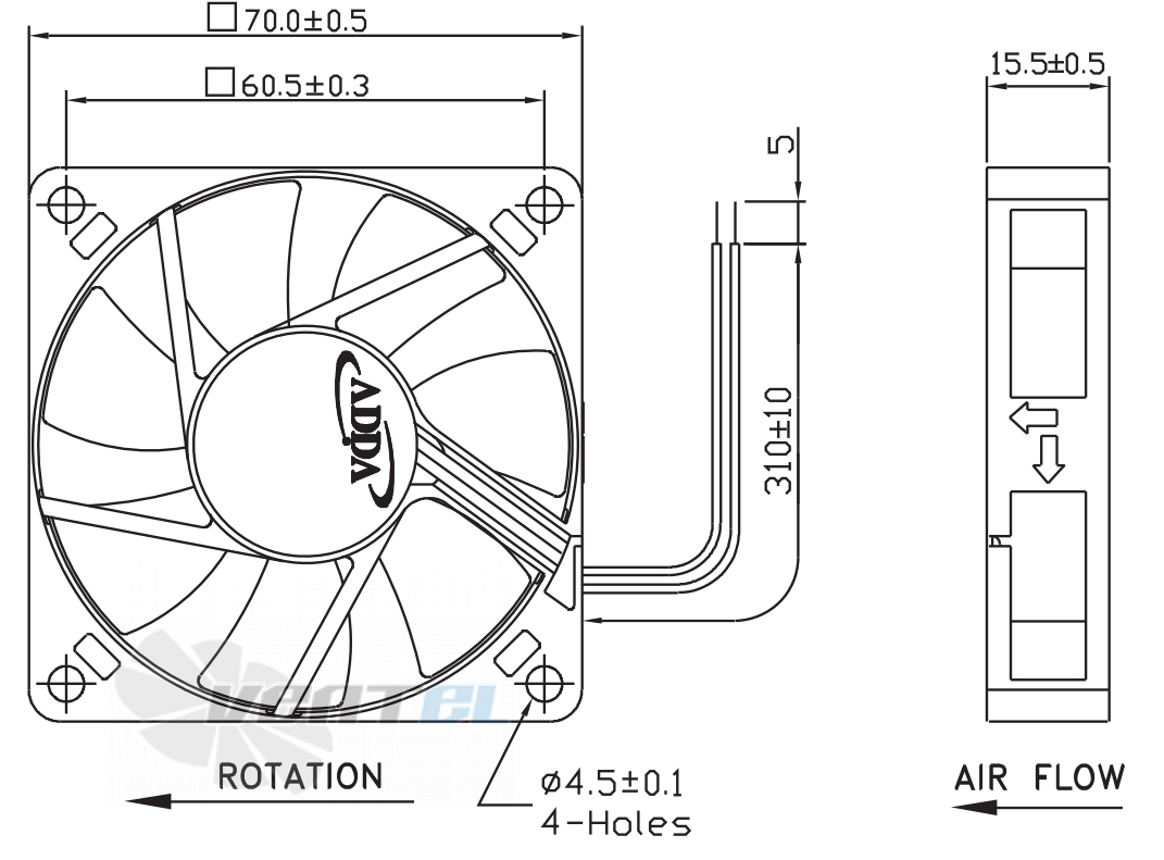 ADDA AD0712DB-D71 - описание, технические характеристики, графики