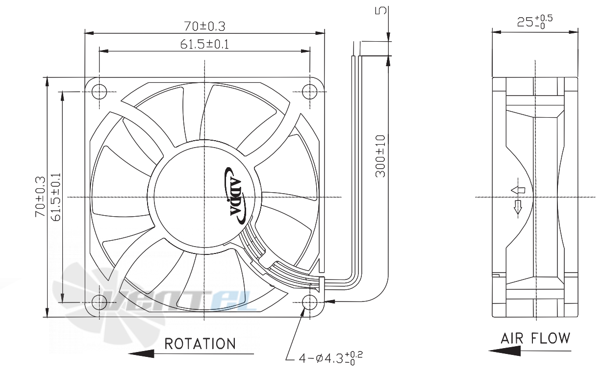 ADDA AD0712LB-A73GP - описание, технические характеристики, графики