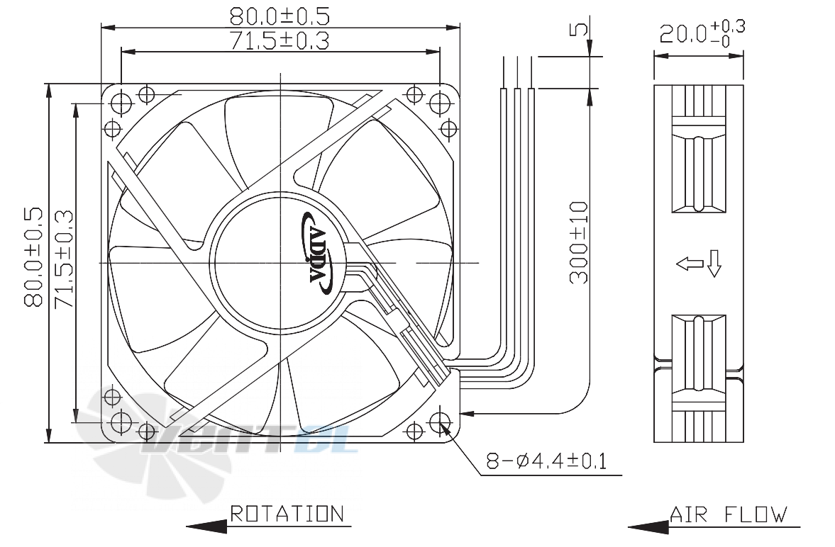 ADDA AD0805MB-C73-N - описание, технические характеристики, графики