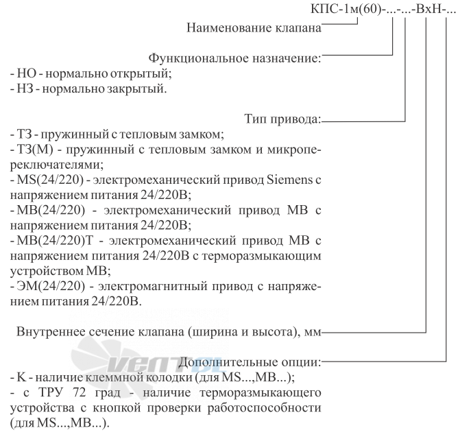  КЛАПАН КПС-1M(60) MB - описание, технические характеристики, графики