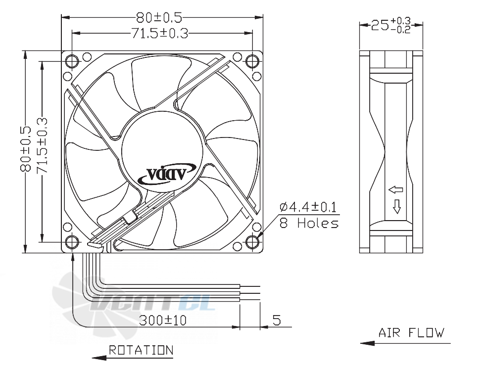 ADDA AD0812LB-A76GL-TCA - описание, технические характеристики, графики