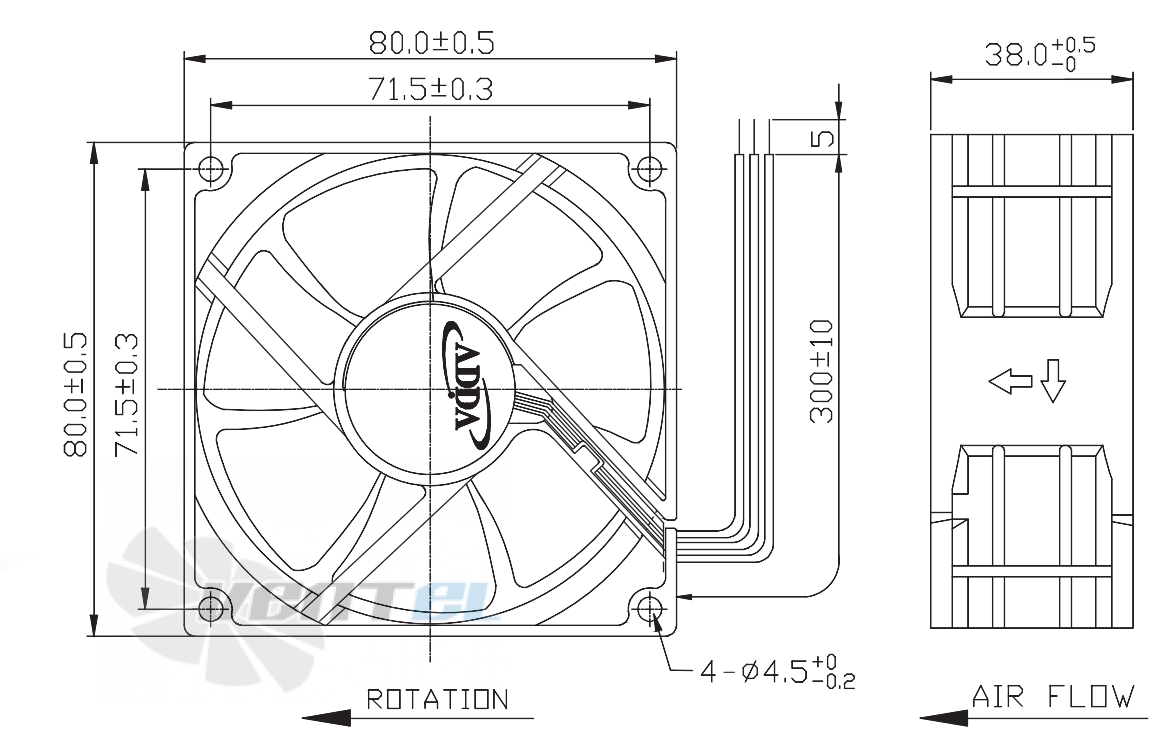 ADDA AD0812DB-F73-N - описание, технические характеристики, графики