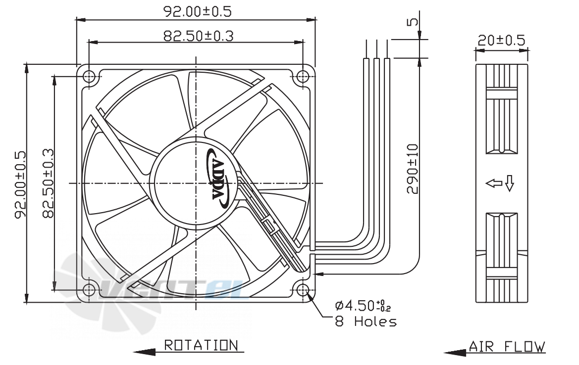 ADDA AD0912MB-C73-N - описание, технические характеристики, графики