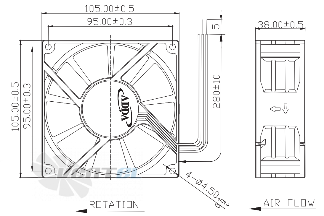 ADDA AD1012DB-F91 - описание, технические характеристики, графики