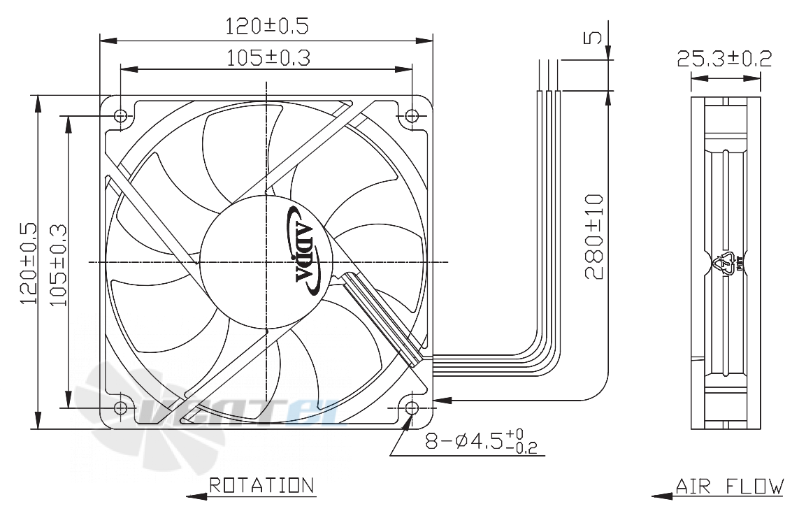 ADDA AD1212DB-A7BGL - описание, технические характеристики, графики