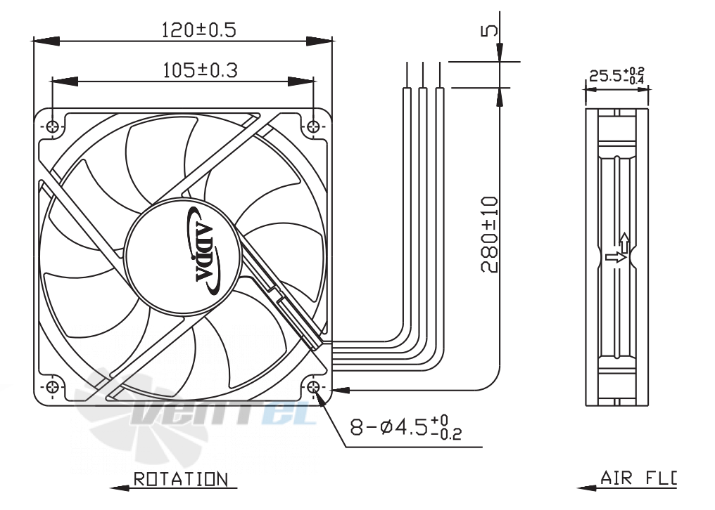 ADDA AD12012DB2527600 - описание, технические характеристики, графики