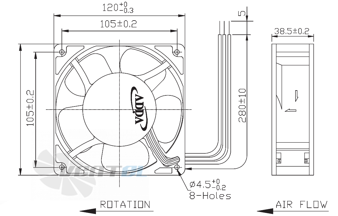 ADDA AD1212DB-F5B-N - описание, технические характеристики, графики