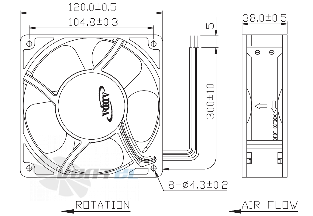 ADDA AD12012DB385600-0F - описание, технические характеристики, графики