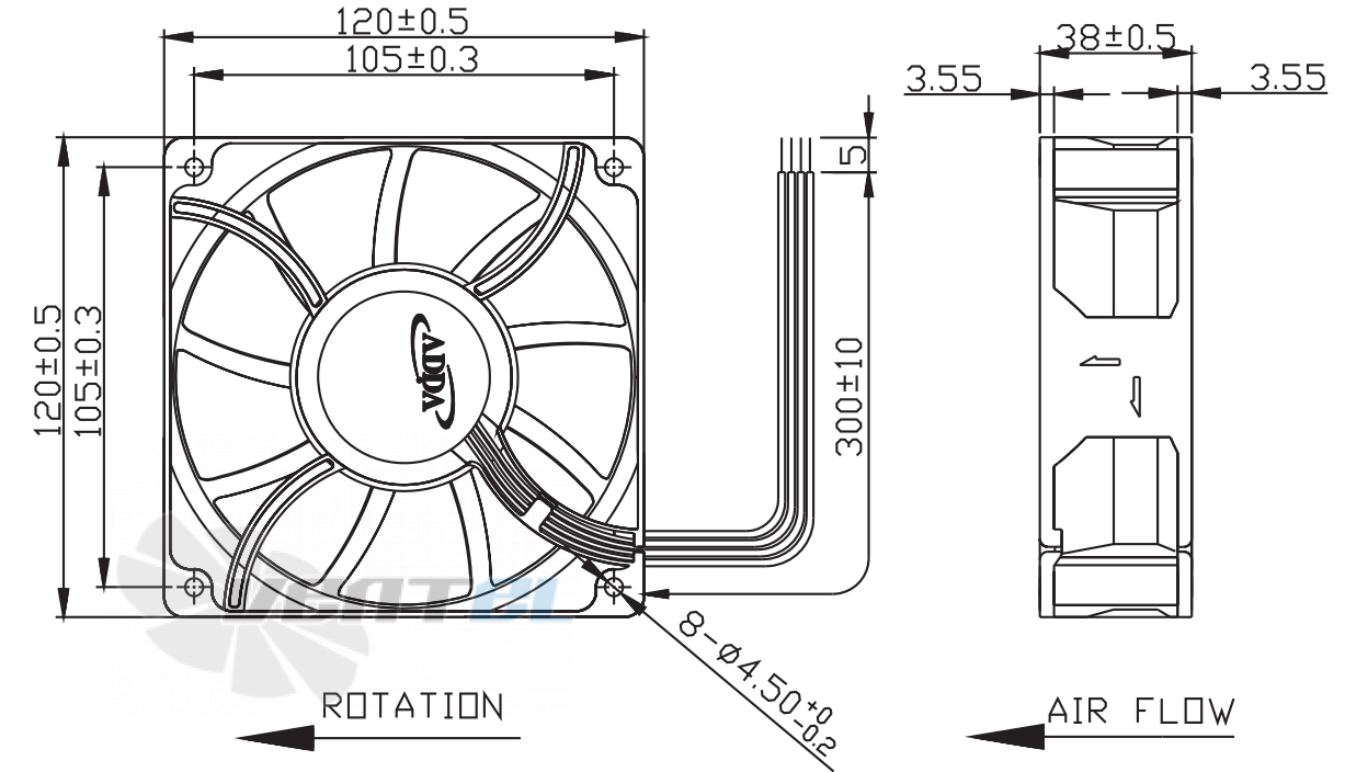 ADDA AD1212LB-F9BGP-FCU - описание, технические характеристики, графики