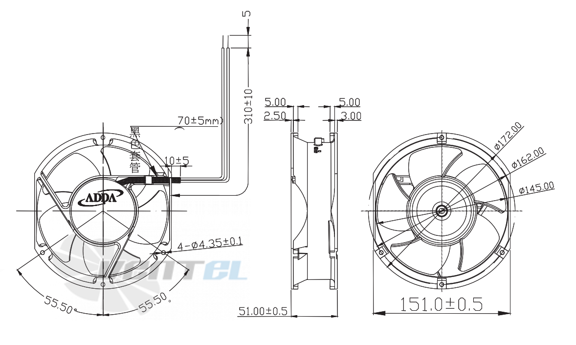 ADDA AD17212DB5151M0-0CW - описание, технические характеристики, графики