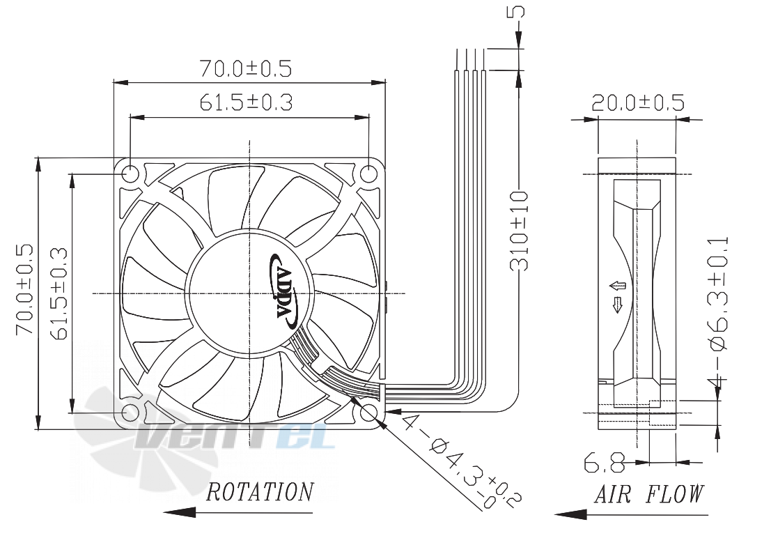 ADDA AG07012HB209300-OPJ - описание, технические характеристики, графики