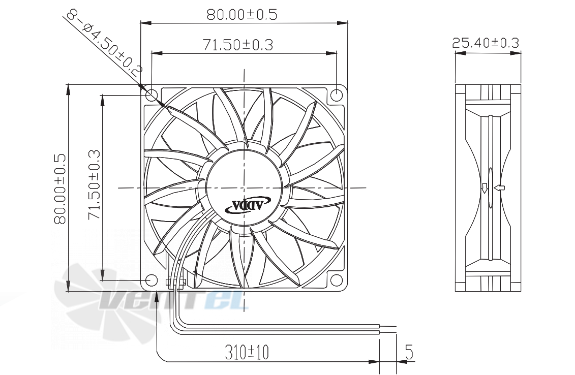 ADDA AS08012XB259B00 - описание, технические характеристики, графики